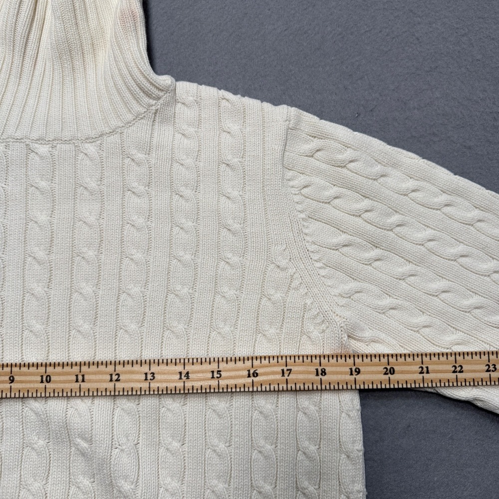 Tommy Hilfiger Sweater Women's XL Cream Cable Knit Cotton Turtleneck Classic Fit - Picture 3 of 8